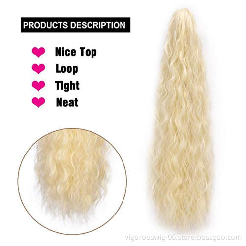 Vigorous Ponytail Hair Extensions Straight Kinky Ponytail Claw Clip on Yaki Ponytail Hair Extension for Women 613#